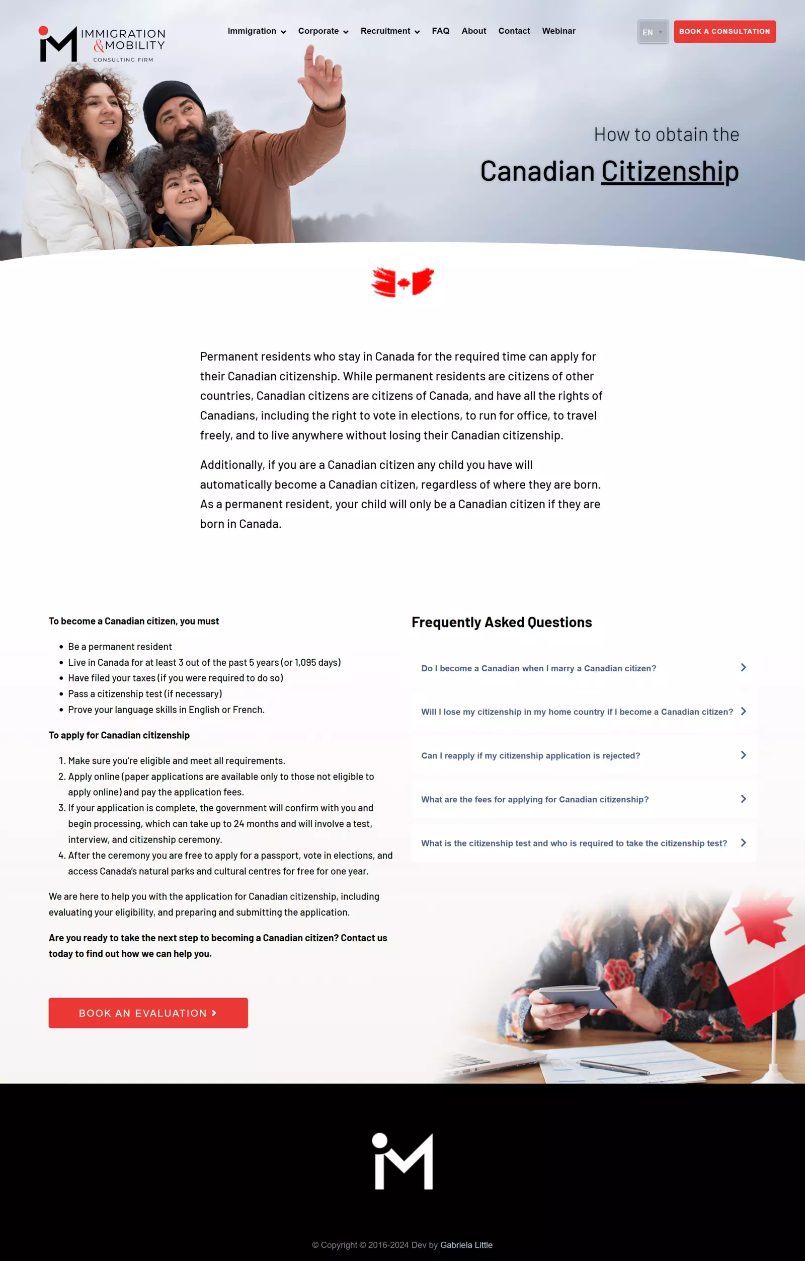 Image of full intern page IMMC website about citizenship
