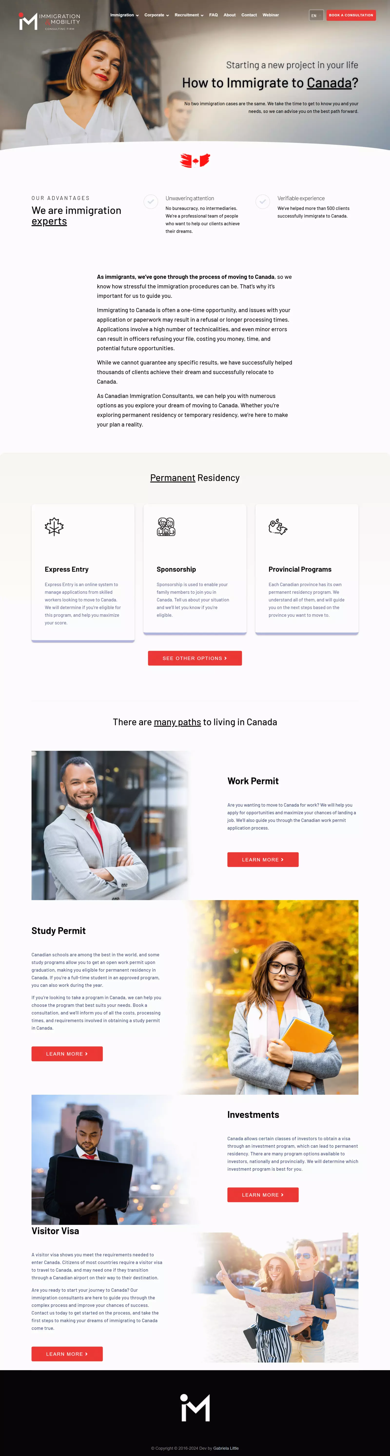 Image of full intern page IMMC website about Canadian Visas