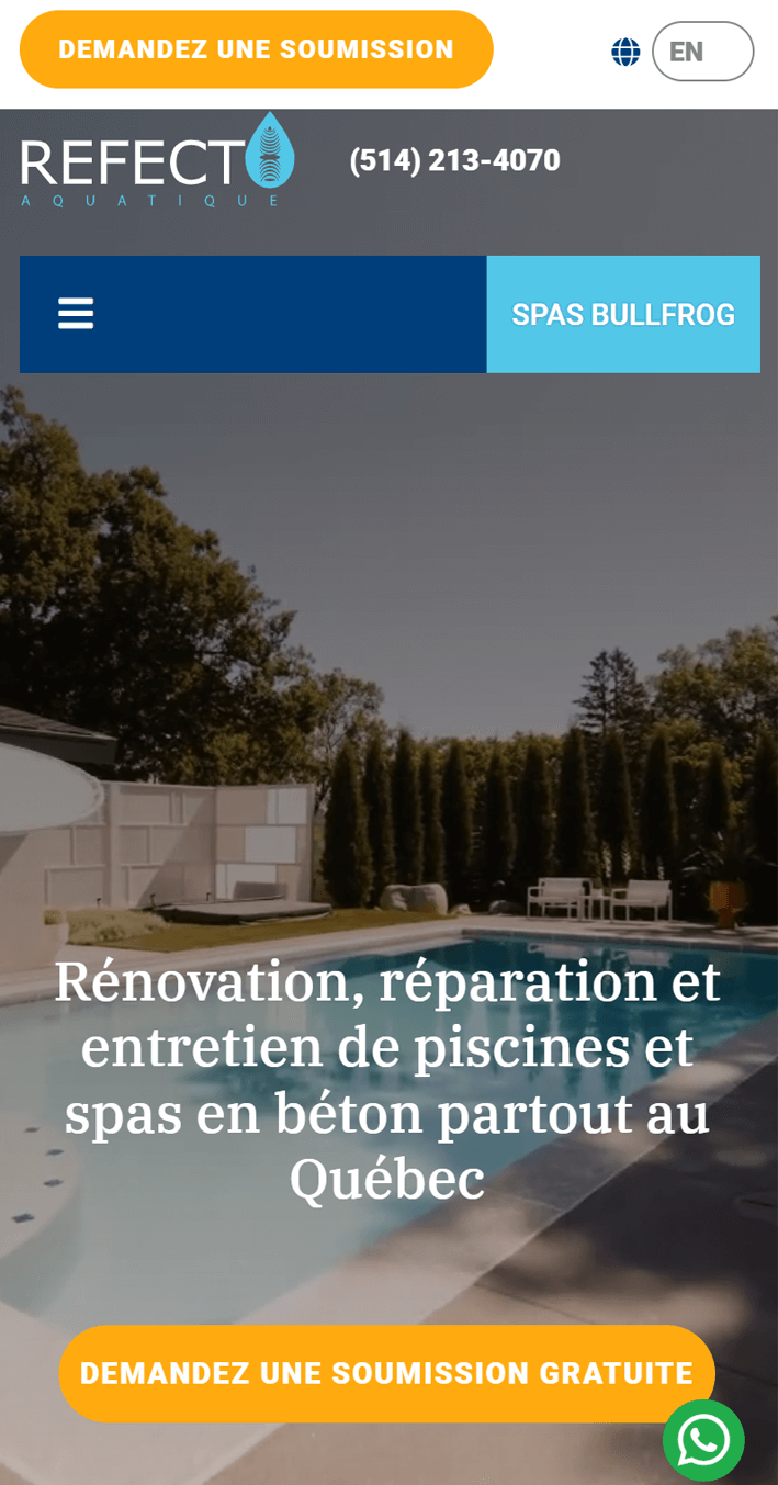 Refecto website mobile screenshot